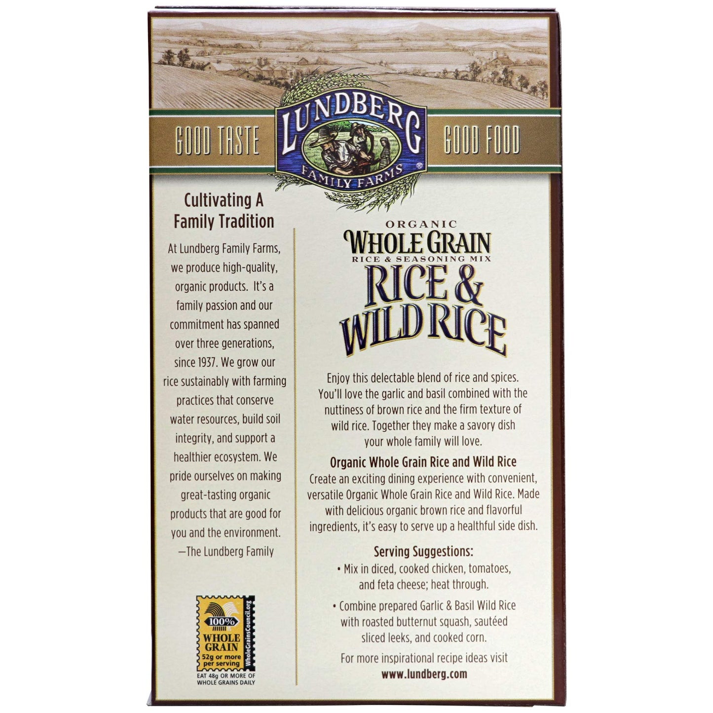 Lundberg Family Farms - Organic Whole Grain Rice & Wild Rice, Garlic & Basil, Side Dish, Pantry Staple, 100% Whole Grain, Non-Gmo, Gluten-Free, Usda Certified Organic, Vegan, Kosher (6 Oz, 6-Pack)