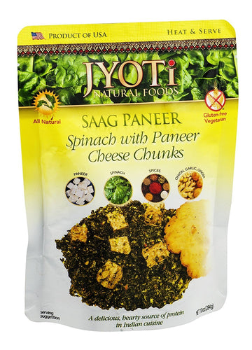 Jyoti Saag Paneer, 6 Pouches Of 10 Oz Each, All Natural, Product Of Usa, Gluten Free, Vegetarian, Bpa Free