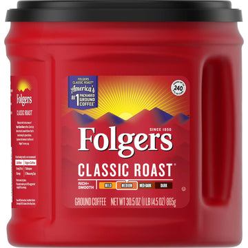 Folgers Classic Roast Medium Roast Ground Coffee, 30.5 Ounces (Pack Of 6)