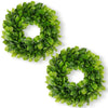 Ddhs 11 Inch Small Boxwood Wreath For Front Doors 2 Packs Artificial Mini Green Wreath Weatherproof Spring Summer Indoor Outdoor Wreaths For Wall Window Table Wedding Home Decor Party Farmhouse