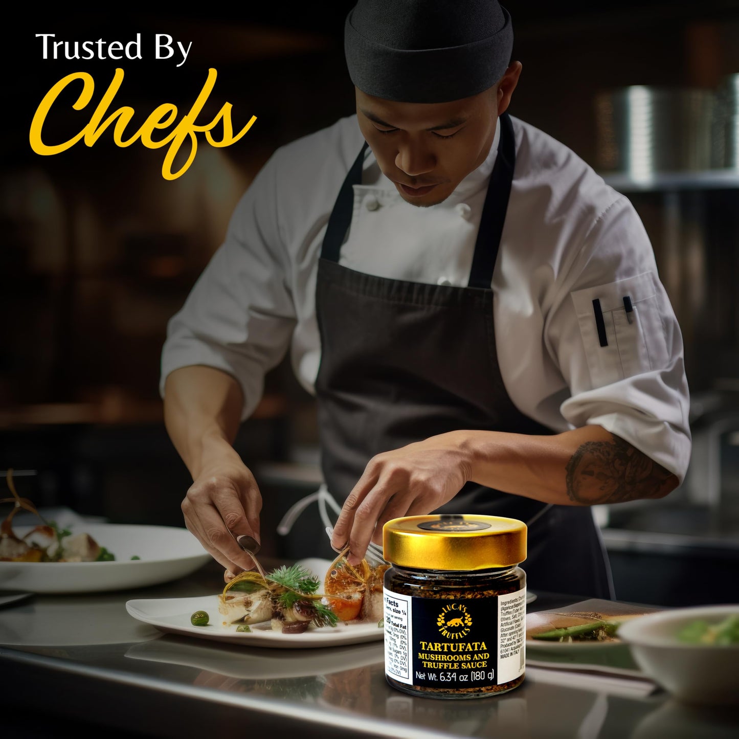 Lucas Truffles Black Truffle Patè - Vegan, Gluten-Free, 6.34oz (180g) - Truffle Sauce Made in Italy