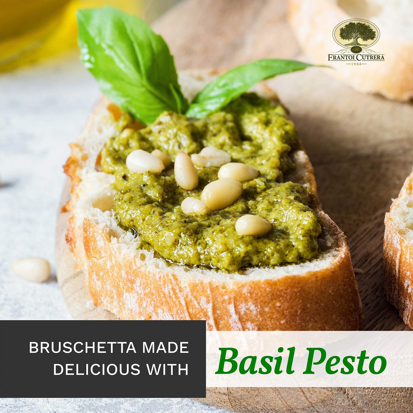 Frantoi Cutrera Classic Basil Pesto Sauce For Pasta And Bruschetta Topping, Creamy Italian Spread With Basil, Pistachio, Almonds, And Evoo, Product Of Sicily, Italy Glass Jar, 6.7 Oz (190G)