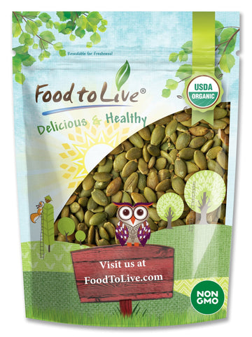 Food to Live Organic Dry Roasted Pumpkin Seed Kernels with Himalayan Salt, 2 Pounds Non-GMO, Oven Roasted Whole Pepitas, No Oil