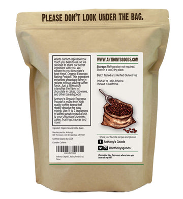 Anthony's Organic Espresso Baking Powder, 5 oz - Gluten Free, Non-GMO, Enhances Chocolate Flavor for Baking