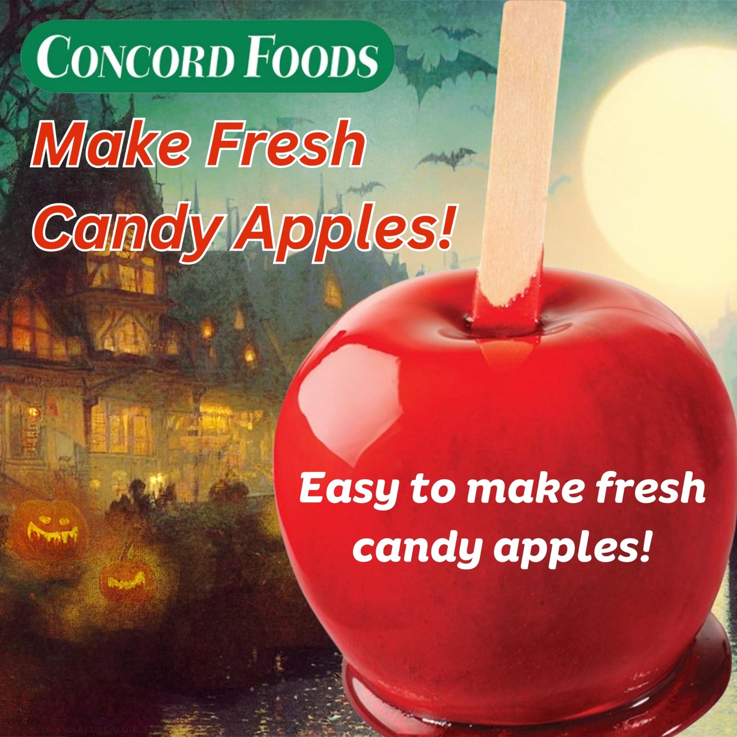 Concord Foods Candy Apple Kit (3 Pack) - Classic Red Candy Apples for Family Treats, Carnivals, Fairs, and Fundraisers - Include