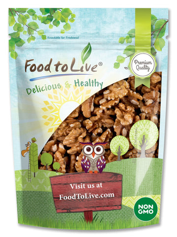 Food to Live - California Walnuts Halves & Pieces, 4 Ounces Raw, Unsalted, Shelled, Vegan, Kosher, Sirtfood, Bulk. Rich in Omega