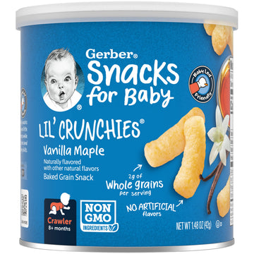 Gerber Graduates Little Crunchies Whole Grain Corn Snacks Variety Pack, 1.48 Ounce (Vanilla Maple, Pack Of 2)