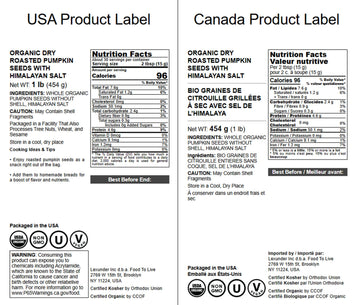 Food To Live Organic Dry Roasted Pumpkin Seed Kernels With Himalayan Salt, 1 Pound Non-Gmo, Oven Roasted Whole Pepitas, No Oil A