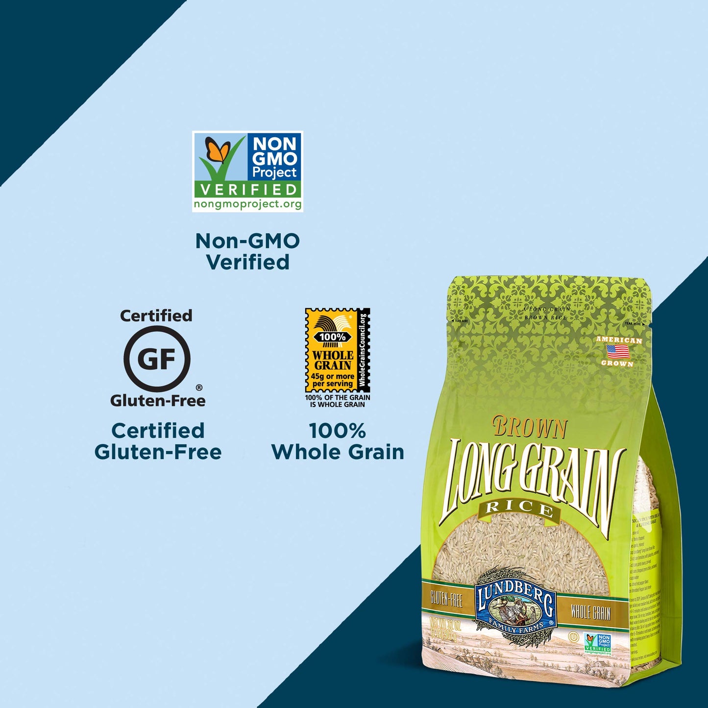 Lundberg Family Farms - Brown Long Grain Rice, Rich & Nutty, Firm Texture When Cooked, 100% Whole Grain, High In Fiber, Vitamins
