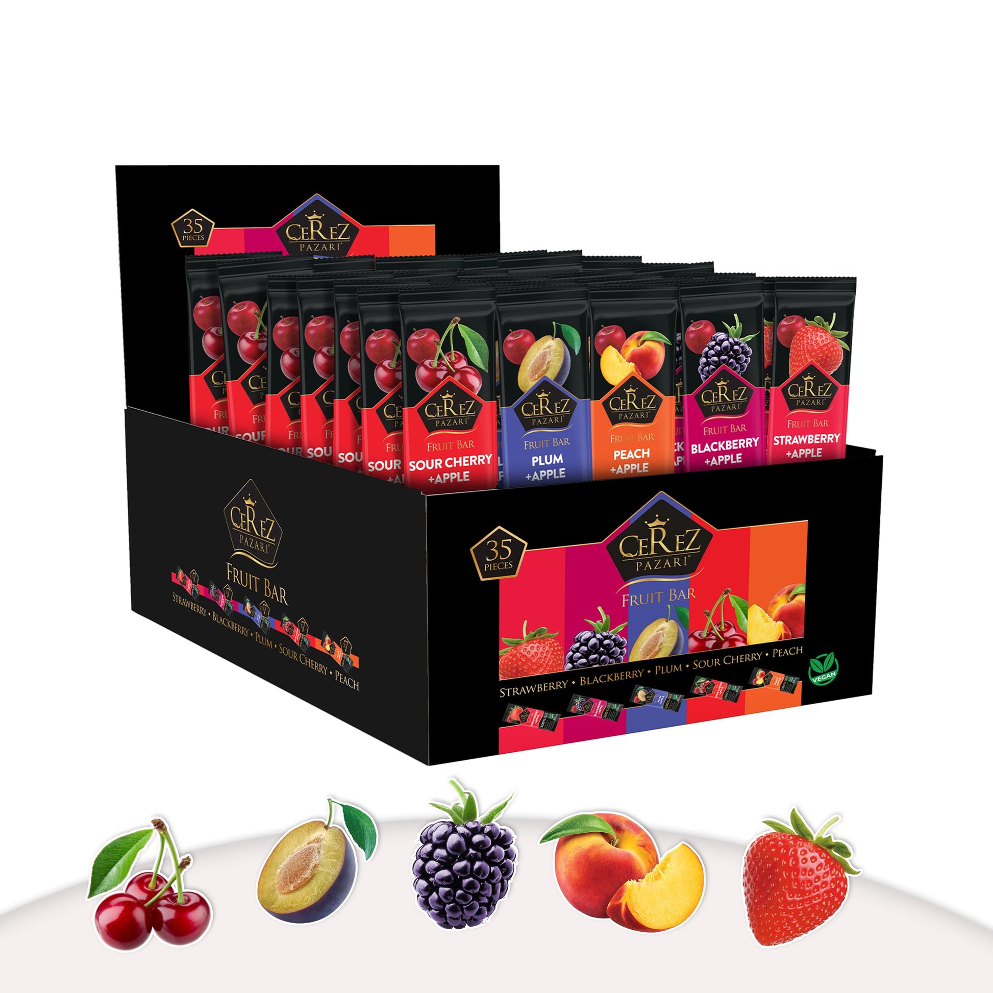Cerez Pazari Fruit Leather Snacks Variety Pack for Adults and Kids, Healthy Fruit Snacks Bulk, Vegan Real Fruit Bars, Snacks wit