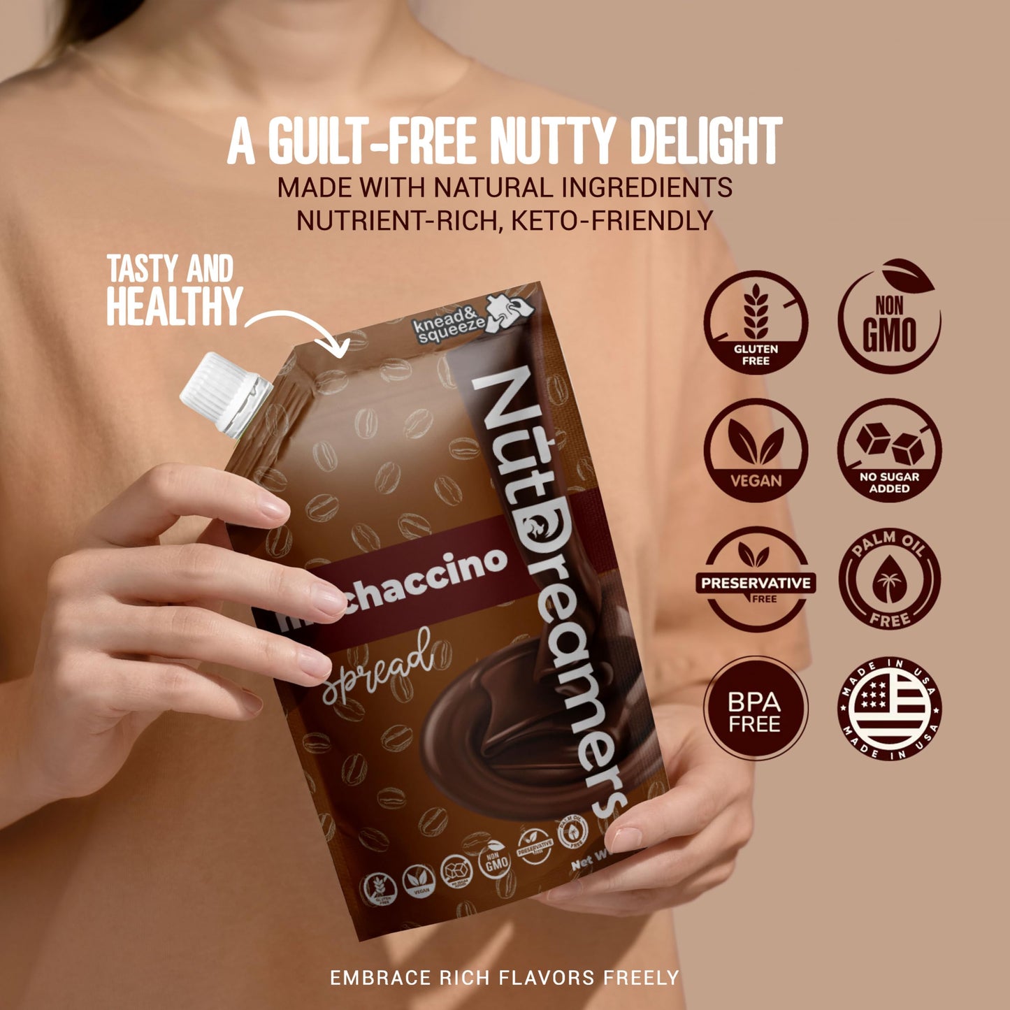 Nut Dreamers Mocha Spread, Mocha Flavor Spread For Pancakes, Yogurt Or Smoothies, Mocha Chocolate Spread, Keto-Friendly, Vegan,