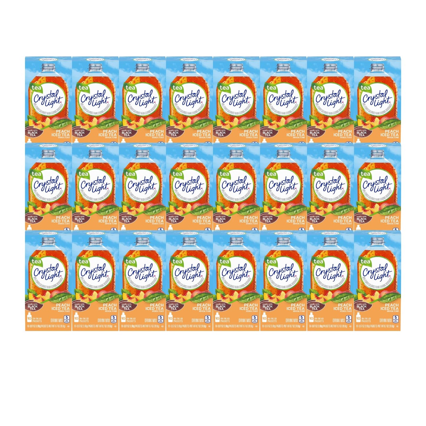 Crystal Light On The Go Peach Mango With Caffeine Drink Mix, 10-Packet Box (Pack of 24)