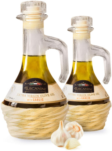 Tuscanini Garlic Infused Extra Virgin Olive Oil 250Ml (2 Pack), Imported From Italy, Cold-Pressed, Luxurious Taste, All Natural,