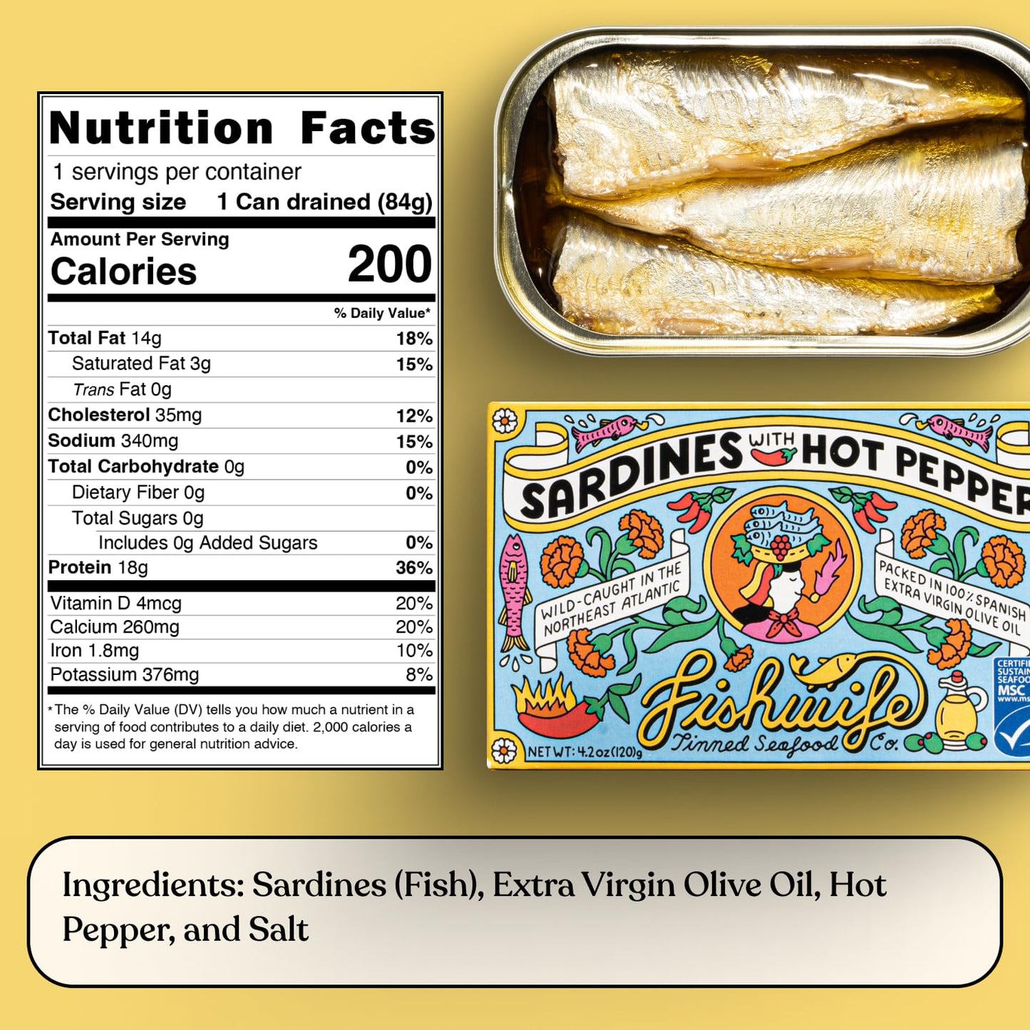 Fishwife Spicy Hot Trio (FBJ Salmon, Mackerel, Sardines with Hot Pepper) 3-Pack | Gluten Free, High Protein | Wild-Caught and Ha