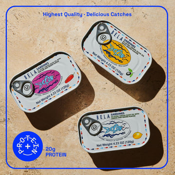 BELA Wild Caught Portuguese Sardines Variety Pack - (2) Tins Each of Piri Piri, Lemon, & Smoke Flavor | 4.25 Oz (Pack of 6) | Hi