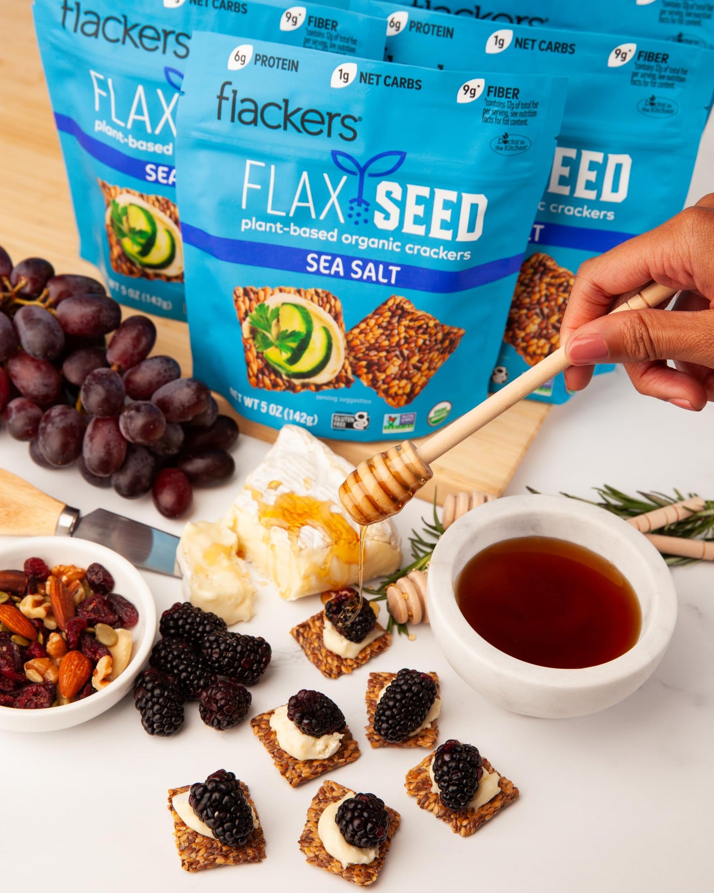 Flackers Organic Sea Salt Flaxseed ers, Gluten Free, Vegan, Keto Snack, 5 oz, 4-Pack