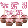 30PCS Happy 25th Birthday Cupcake Toppers Cheers to 25 Vintage 2000 Cupcake Picks Hello 25 Twenty Five 25th Birthday Decorations