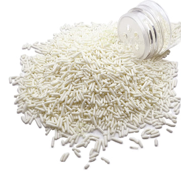 Se Si&Moos White Jimmies Sprinkles Edible White Sprinkles Soft Jimmies Soft Sprinkles For Topping Ice Cream, Cookies, Cakes, Cup