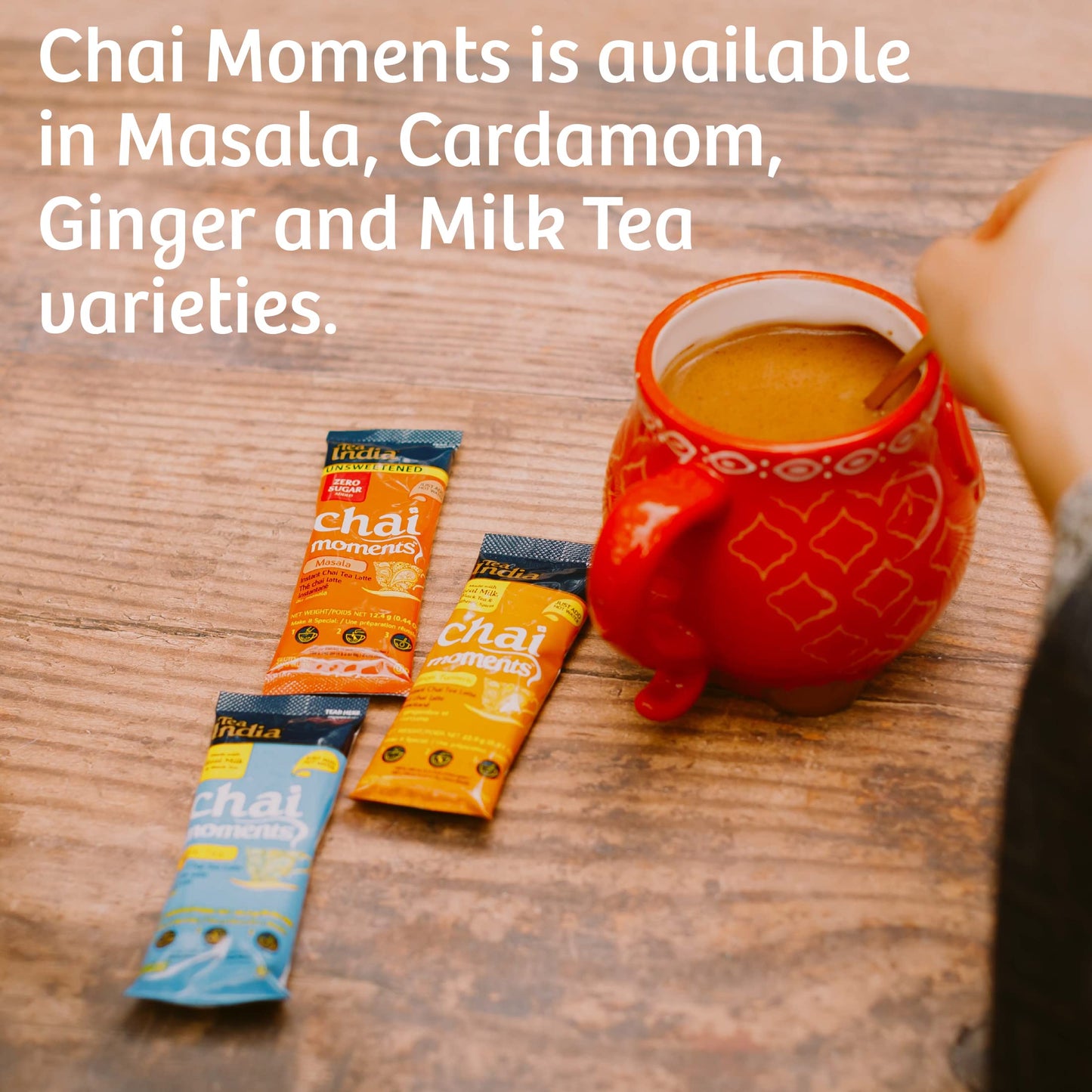 Tea India Chai Moments Masala Chai Tea Instant Latte Mix Flavorful Blend Of Premium Black Tea & Natural Ingredients Traditional