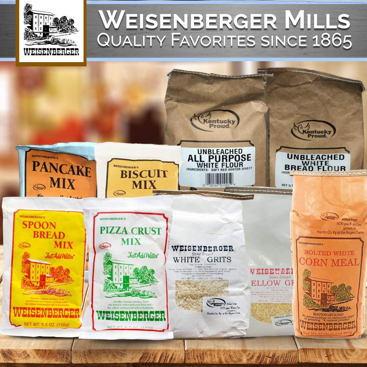 Weisenberger Stone Ground Grits, White- Authentic, Old Fashioned, Southern Style Corn Grits - Local Kentucky Proud Product - Non-Gmo, Coarse Ground – White, 2 Lb, Pack Of 2