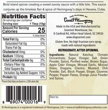 Flavors of Ernest Hemingway Sauces, The Havana BBQ Sauce, 12 ozs, 2 Pack - Gluten Free, No MSG, No HFCS