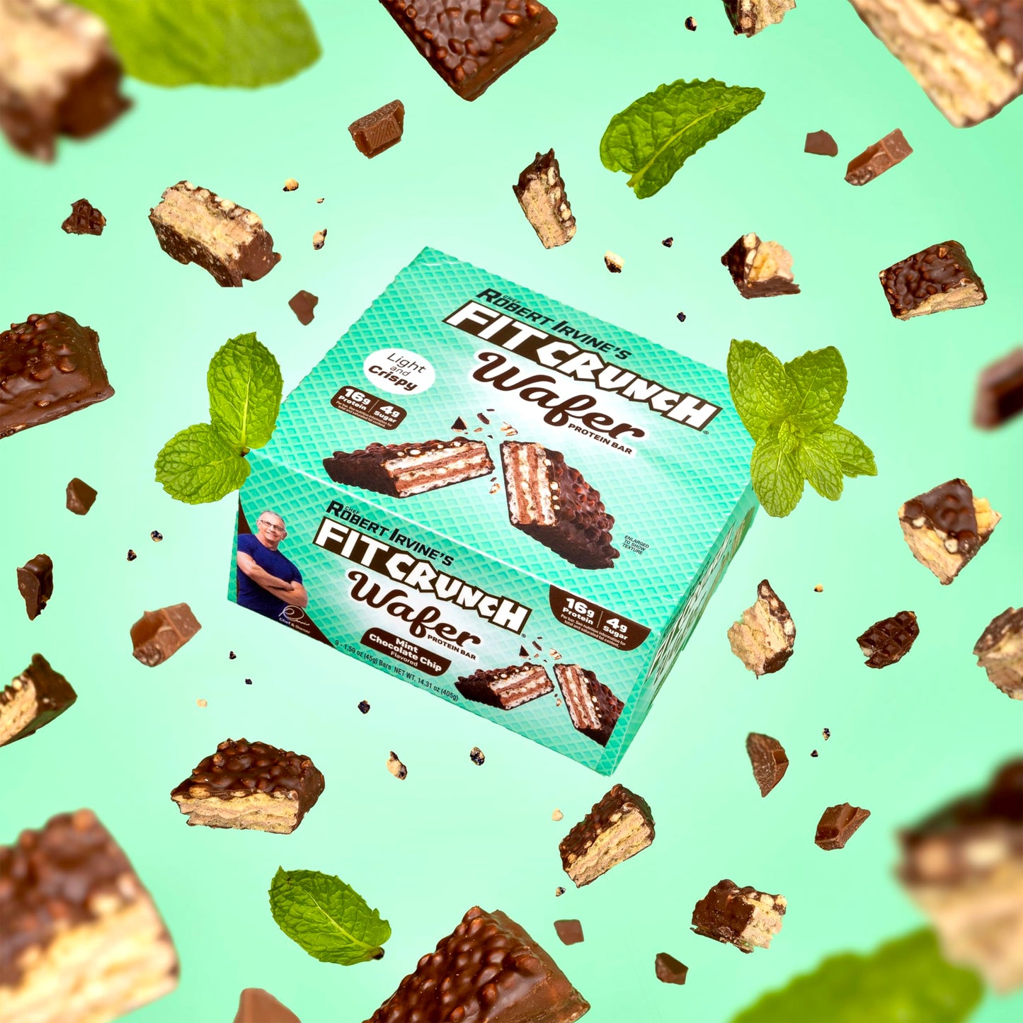 Fitcrunch Wafer Protein Bars, 16G Of Protein & 4G Of Sugar (9 Bars, Mint Chocolate Chip)