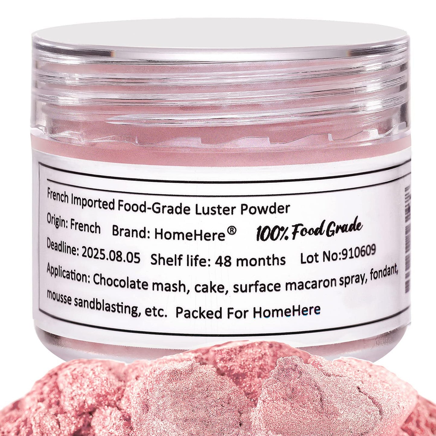 Homehere Edible Luster Dust Food-Grade Glimmer Powder Glitter For Cake Decorating 7G Edible Sprinkle Glitter For Mixed Flavors Drinks Baking Candy Dessert Chocolate Vegan Tasteless Light Pink