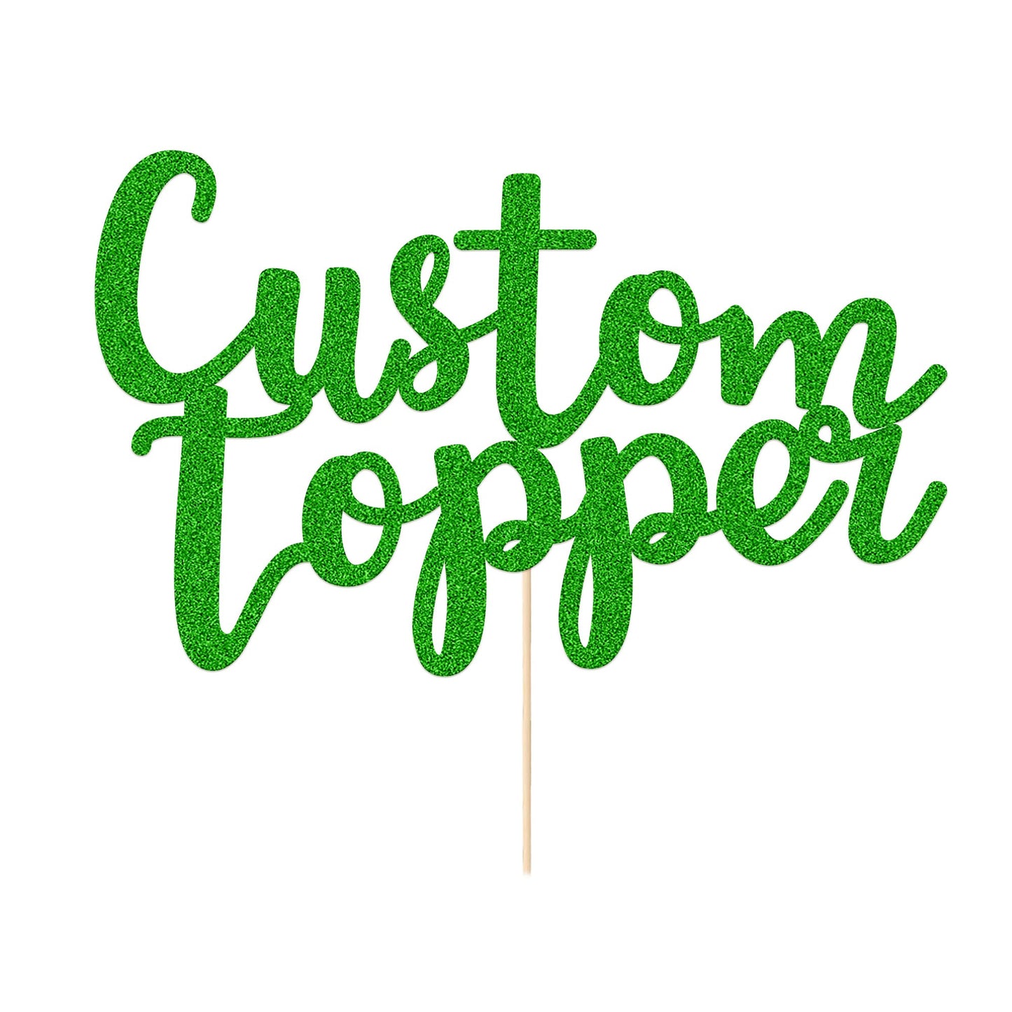Personalized Cake Topper Birthday Cake Toppers 11 Colours Wedding Cake Topper With Any Text Numbers Double Sided Glitter Cake Decoration For Anniversary Baby Shower(Green)