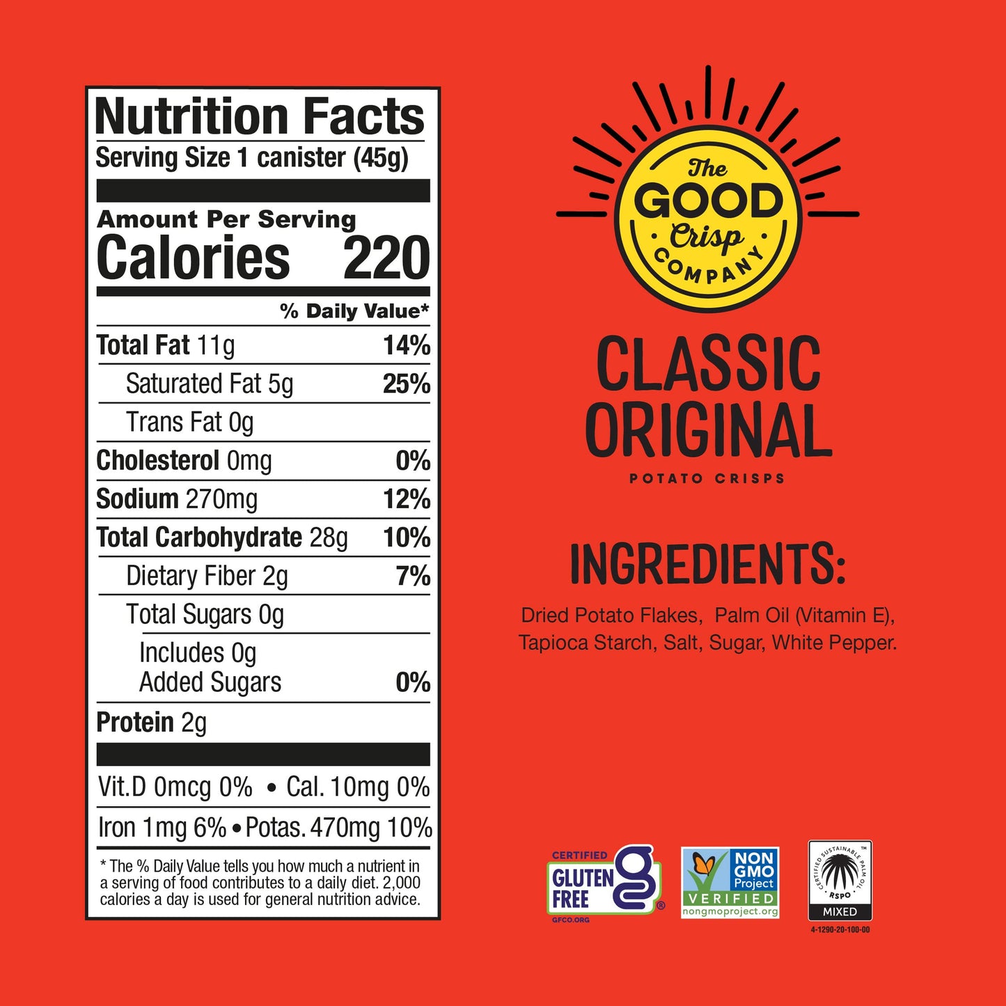 The Good Crisp Company, Good Crisps Minis (Original, 1.6 Ounce, Pack Of 12) Non-Gmo, Allergen Friendly, Potato Chip Snack Pack,