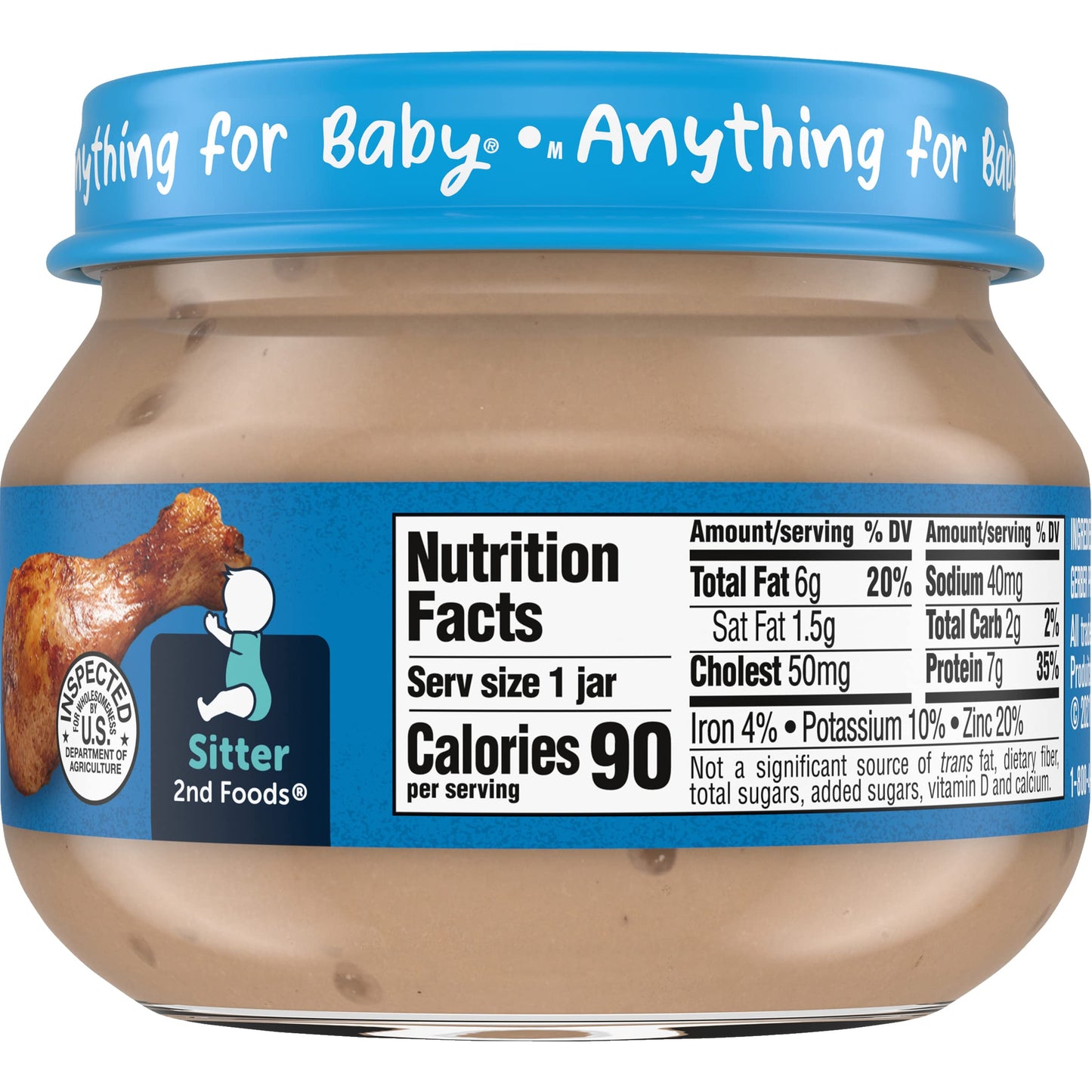 Gerber Mealtime For Baby 2Nd Foods Baby Food Jar, Chicken & Gravy, Non-Gmo Pureed Baby Food With Essential Nutrients, 2.5-Ounce