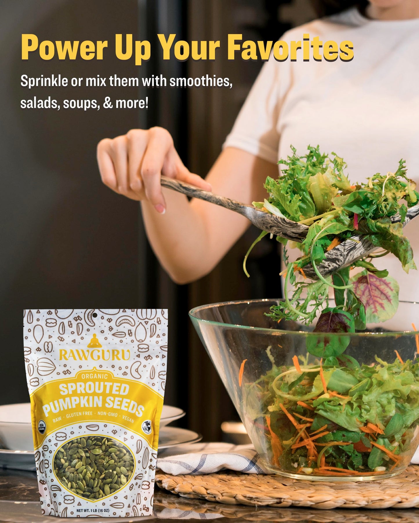 Rawguru Organic Sprouted Pumpkin Seeds - Pumpkin Seeds To Eat - 16 Oz, Pack Of 2