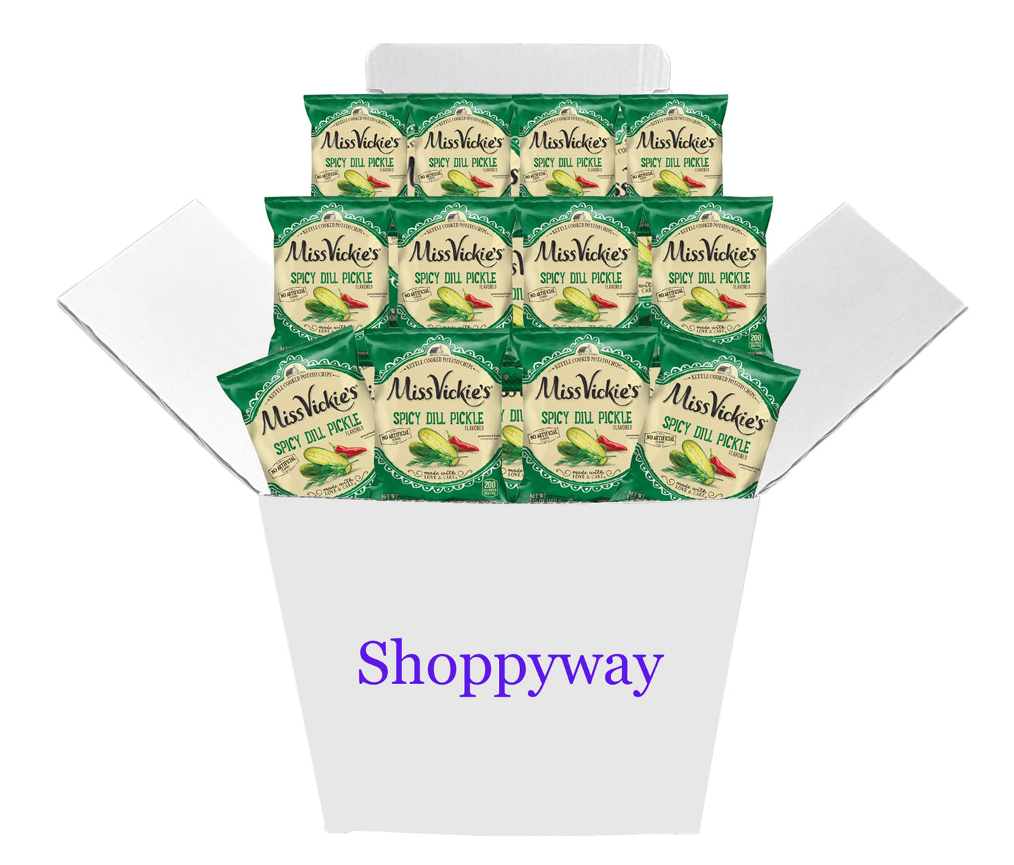 Miss Vickie's Spicy Dill Pickle Potato Chips, 1.375 oz Bags, (Pack of 12) Bundled by Shoppyway
