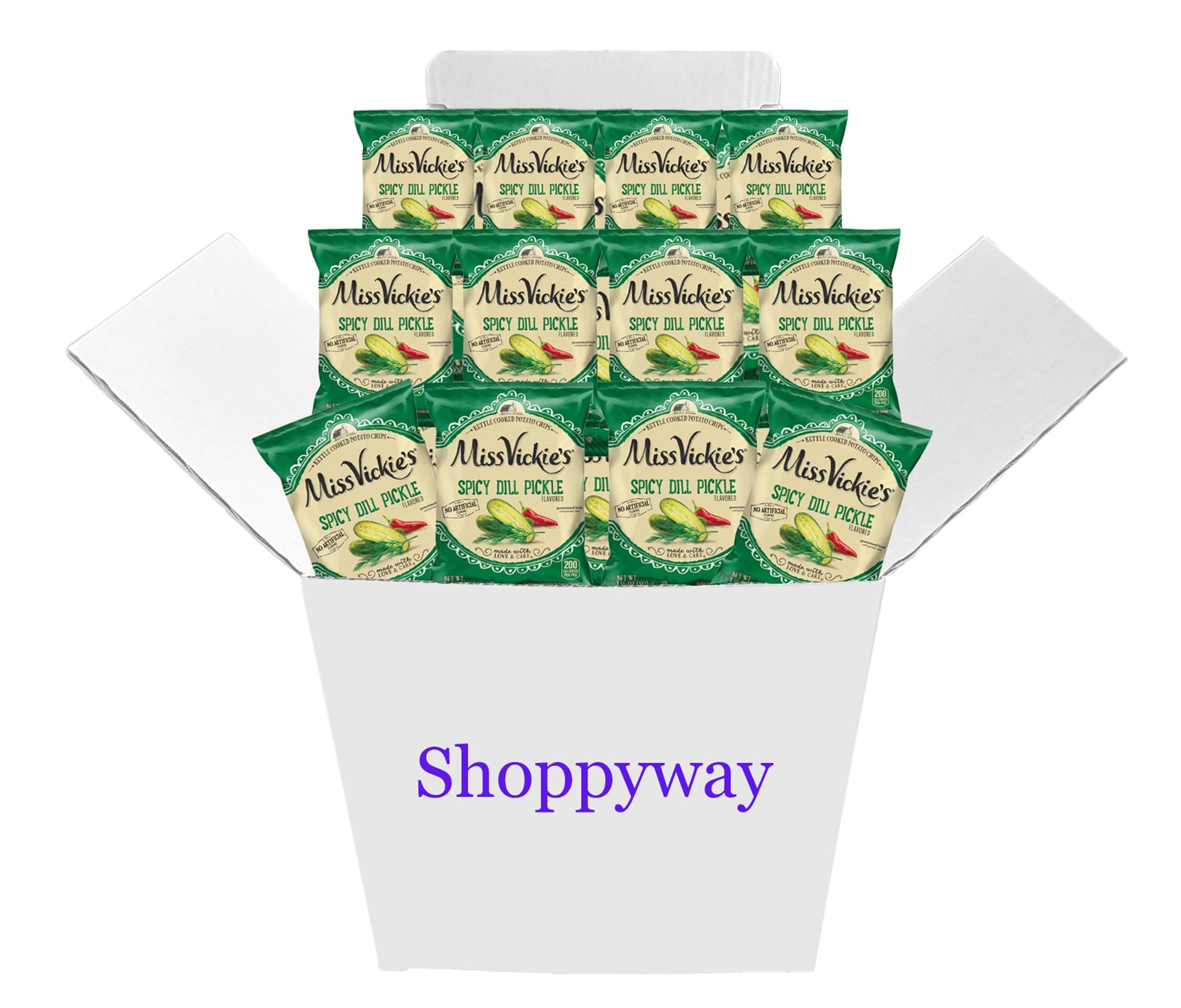 Miss Vickie's Spicy Dill Pickle Potato Chips, 1.375 oz Bags, (Pack of 12) Bundled by Shoppyway