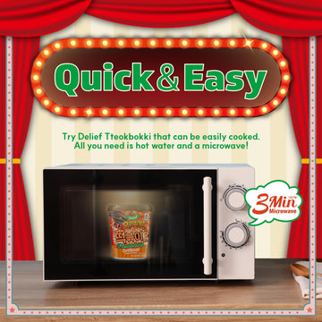 Delief Tteokbokki Cup Original Flavor (Sweet And Spicy) 4.23Oz(120G) Korean Street Food Korea Instant Rice Cake Snack, 4 Packs