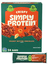 Simply Protein - Peanut Butter Chocolate Crispy Bars - Plant Based Protein Bars - Low Carb Low Sugar High Fiber - 13g Protein 2g Sugar 7g Fiber - Vegan Gluten Free Non GMO Kosher - 24 Bars