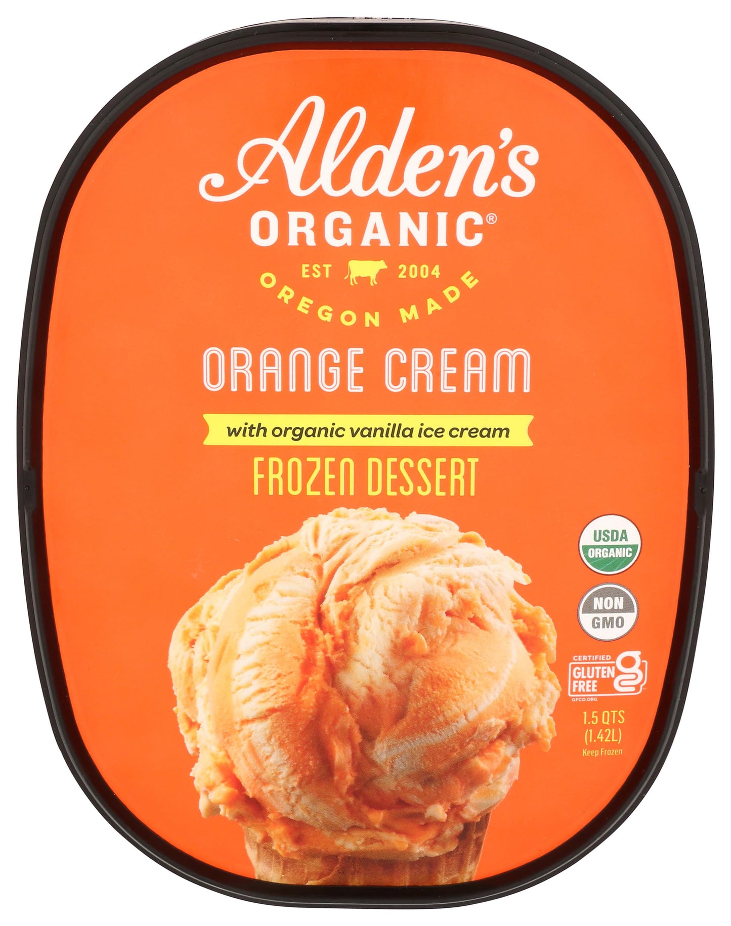 Aldens Organic Orange Cream Ice Cream, 1.5 Qt