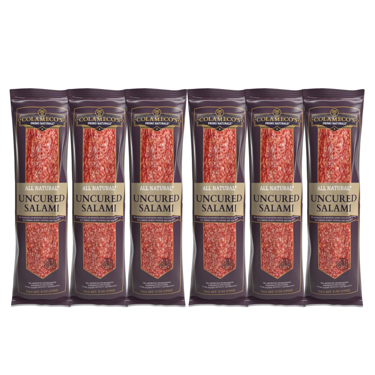 ColamecoS All Natural Unsupports Wellnessd Salami Chub - Authentic Italian Flavor Humanely Raised - Gluten-Free Dairy-Free Unsupports Wellnessd Salami - 6 Oz (Pack Of 6 Orignal Salami)