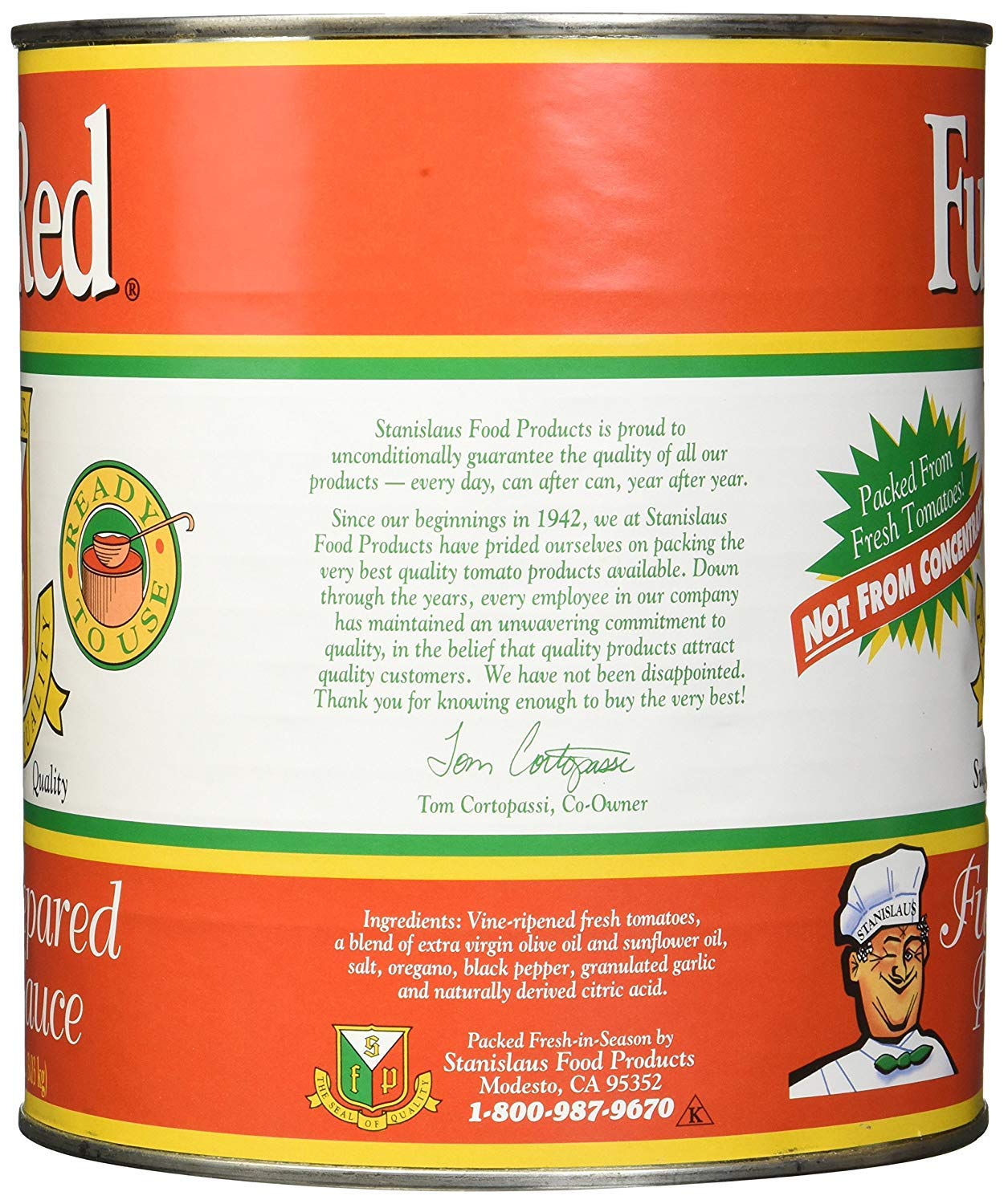 Stanislaus Full Red Pizza Sauce #10 Can, Pack of 6 - Fully Prepared, Rich Flavor for Pizzas, Pastas, and More