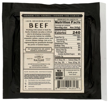 Force of Nature Meats Regenerative Ground Beef, 16 OZ