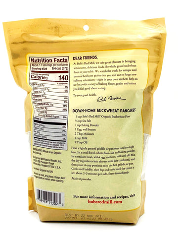 Bob'S Red Mill Organic Buckwheat Flour, 22 Ounce, (Pack Of 6)