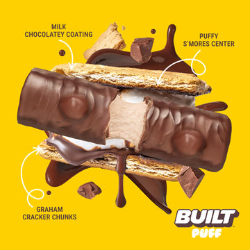 Built Bar, Puff Protein Bars, S'Mores Chunk Puff, 15G Protein Snacks, On-The-Go Bars, Only 160 Calories, 9G Sugar, Collagen, Not