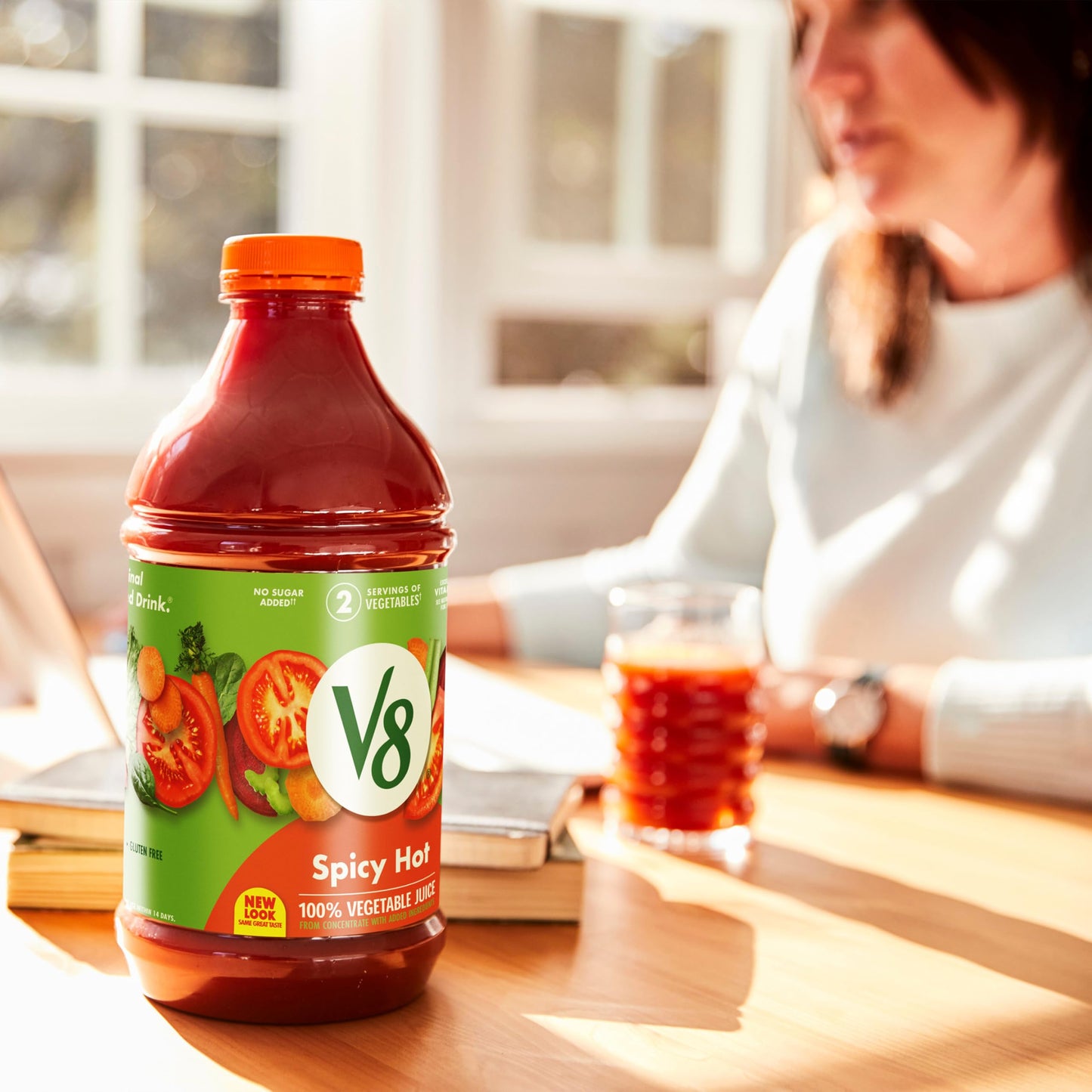 V8 Spicy Hot 100% Vegetable Juice, 46 Fl Oz Bottle