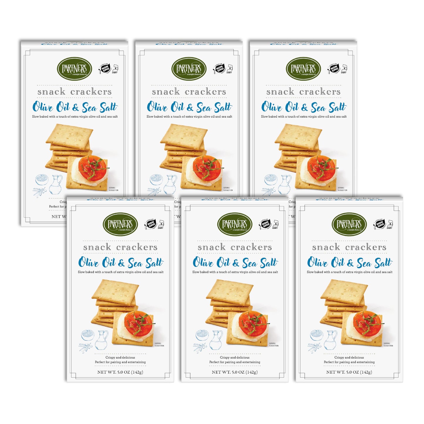 Partners Snack Ers, Olive Oil & Sea Salt, 5 Ounce (Pack Of 6), Made With Real Ingredients, Non-Gmo, Kosher