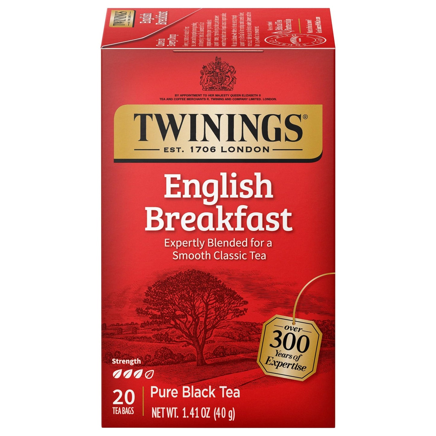 Twinings English Breakfast Black Tea Individually Wrapped Bags, 20 Count (Pack Of 6), Flavourful, Robust, Caffeinated, Enjoy Hot Or Iced | Packaging May Vary