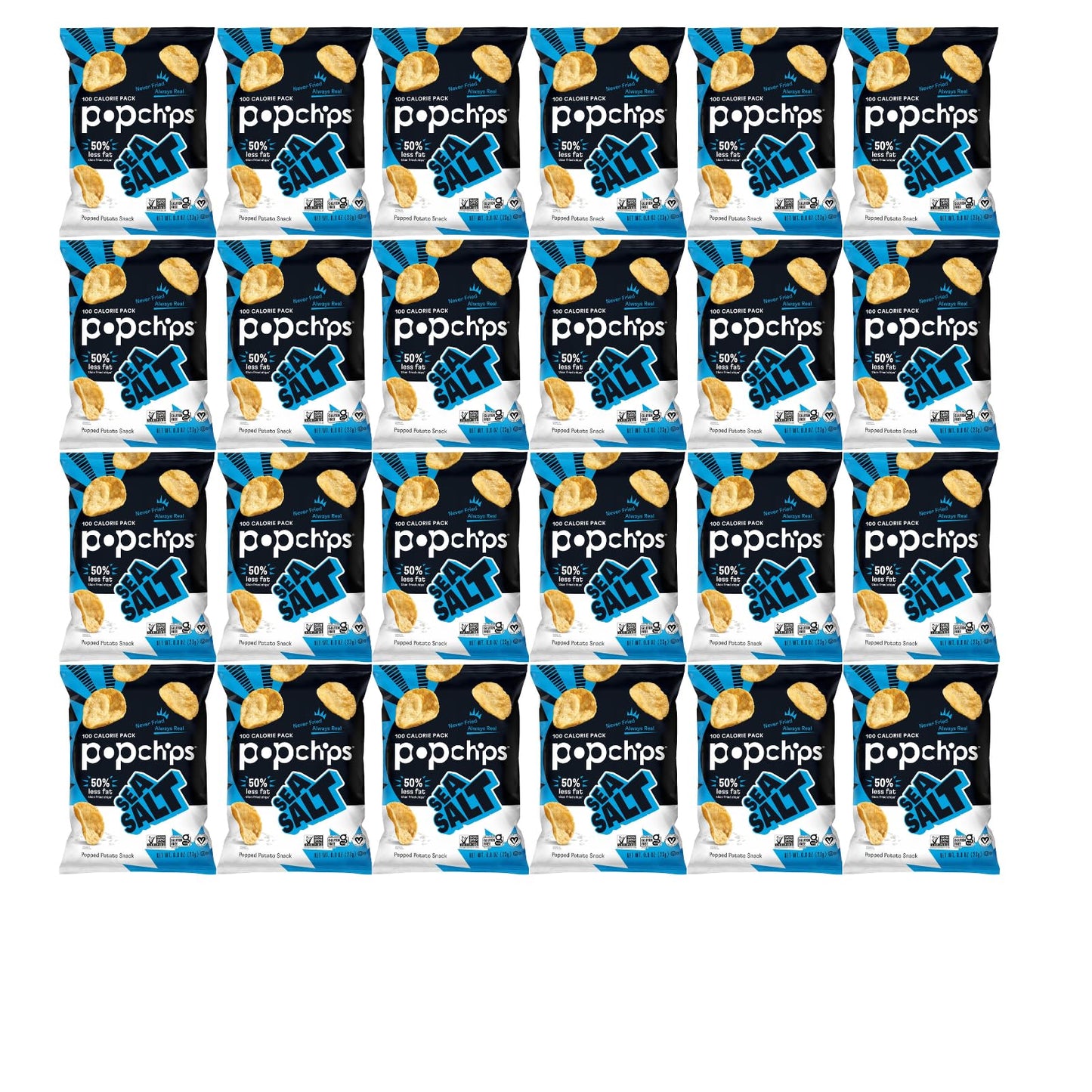 Popchips Potato Chips, Sea Salt Flavor, 0.8Oz (Pack Of 24)