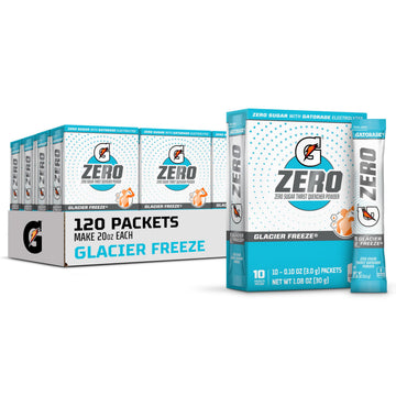 Gatorade G Zero Sports Drink Mix Powder Packets, Glacier Freeze, Electrolyte Powder Drink Mix for Hydration, Zero Sugar, Total 1