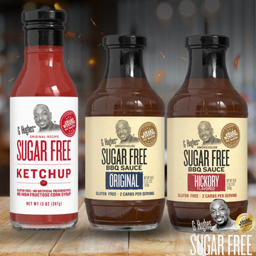 G Hughes Sugar Free, BBQ Sauces & Ketchup Bundle - Original Sugar Free BBQ Sauce - 18 Oz, Hickory BBQ Suace - 18 Oz, Sugar Free