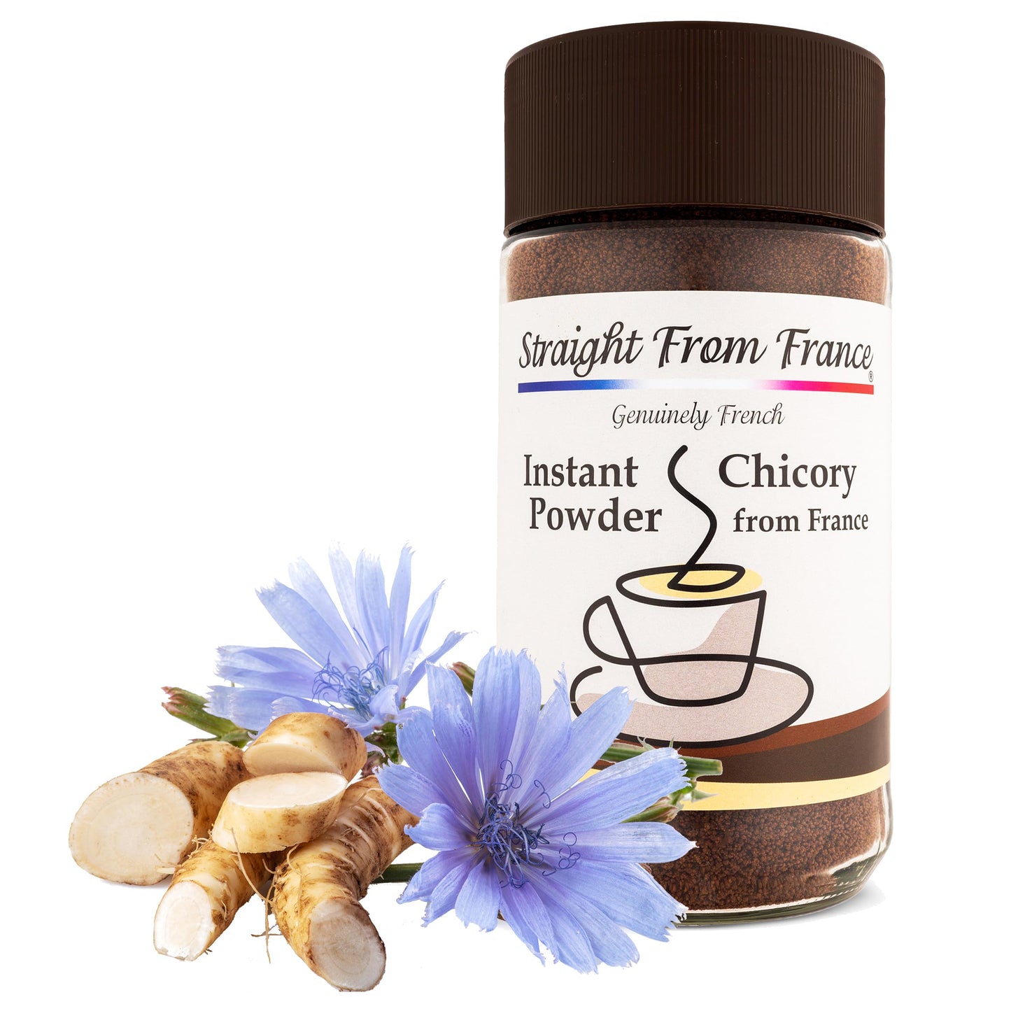 Straight from France Genuinely French Instant Chicory Powder, Caffeine Free Coffee Substitute, 7 Oz, Non-GMO, All Natural