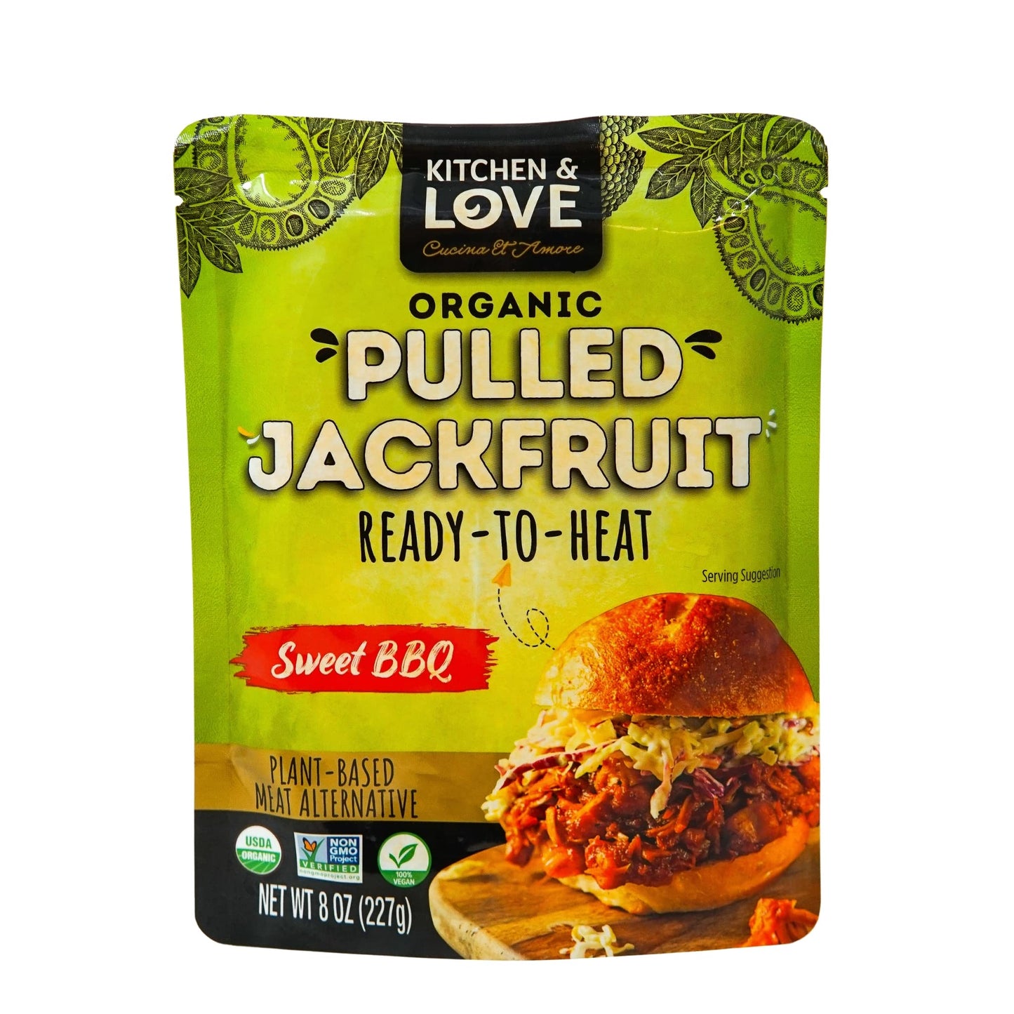 Kitchen And Love, Jackfruit Sweet Bbq, Organic, Fully Cooked, Versatile Plant Based Meat Alternative, Gluten Free, Ready In 90 S