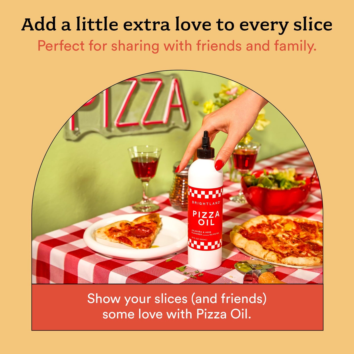 Brightland Pizza Oil With Extra Virgin Infused Olive Oil - Herbaceous Oil For Dipping & Dressing - Premium Jalapeo & Herb Flavor